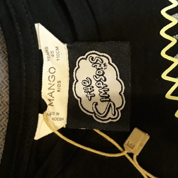 MANGO, The Simpsons, Bart Glow in the Dark, Black, T Shirt, Boys, 4-5, NWT - Picture 3 of 6
